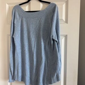 LOFT Off-the-Shoulder Sweater in Soft Blue